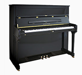 Ein schwarzes Klavier mit weißen Tasten auf weißem Hintergrund