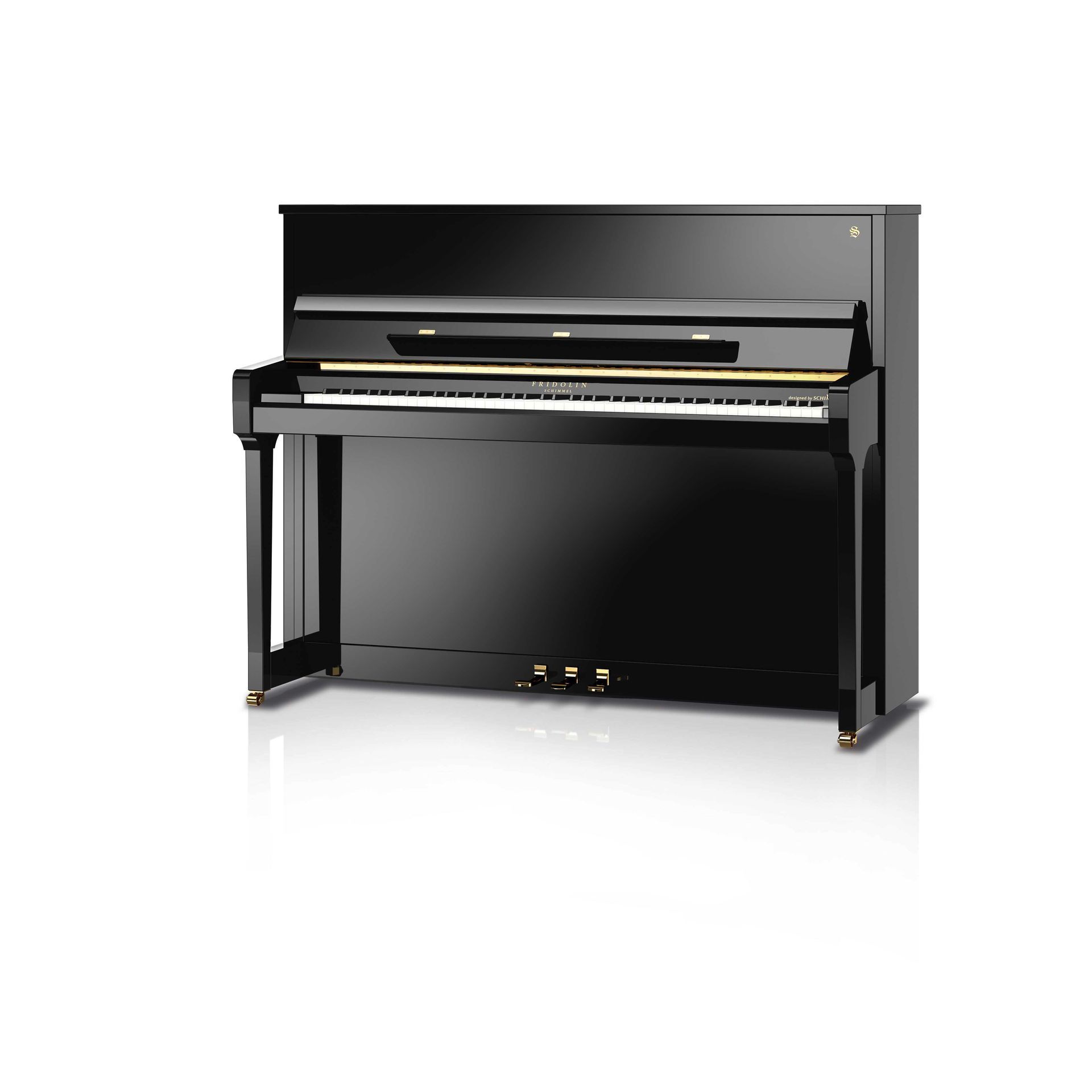 Ein schwarzes Klavier auf weißem Hintergrund.