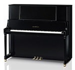 Ein schwarzes Klavier steht auf einer weißen Fläche.