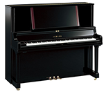 Ein schwarzes Klavier steht auf einer weißen Fläche.