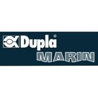 Ein blau-weißes Logo für Dupla Marin auf weißem Hintergrund.