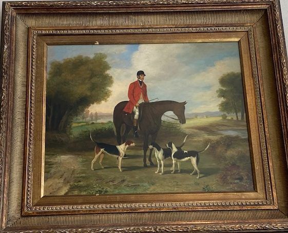 Tableau d'une scène de chasse.