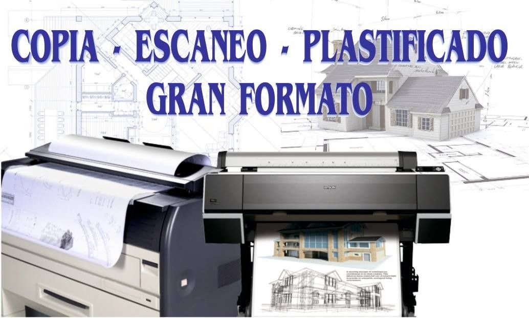 A picture of a printer that says copia escaneo plastificado gran formato