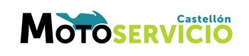 Logotipo para MotoServicio Castellón, con ilustración de una motocicleta en color verde azulado.