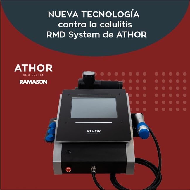 A machine that says ' nueva tecnologia contra la celulitis rmd system de athor ' on it