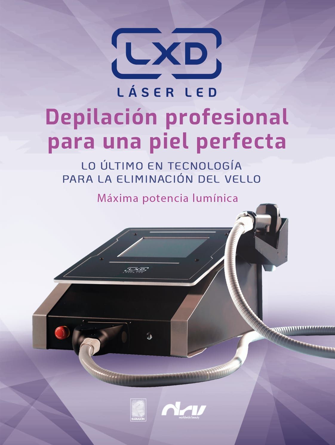 Una imagen de un dispositivo LED láser sobre un fondo morado.