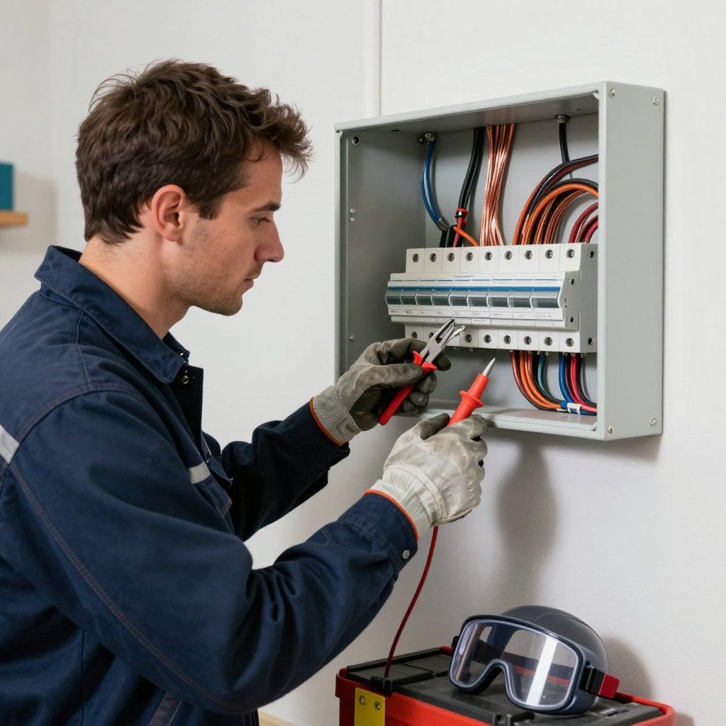 Fontanería bajo el fregadero con tuberías, accesorios y llaves ajustables sobre papel de periódico. 