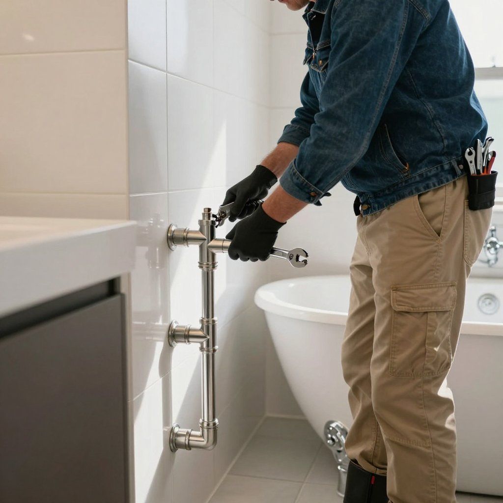 Grifo de ducha plateado con indicadores de temperatura rojos y azules.