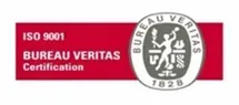 Un logotipo rojo y blanco para la certificación Bureau Veritas.