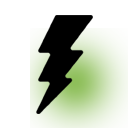 Éclair noir avec lueur verte.