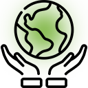 Des mains tenant un globe teinté de vert, suggérant de prendre soin de la terre.