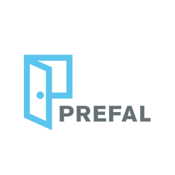 Porte stylisée bleue en forme de