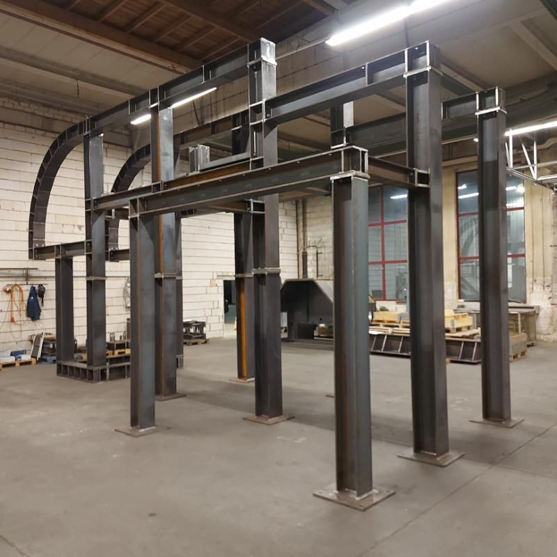 Eine große Metallstruktur befindet sich in einem großen Raum