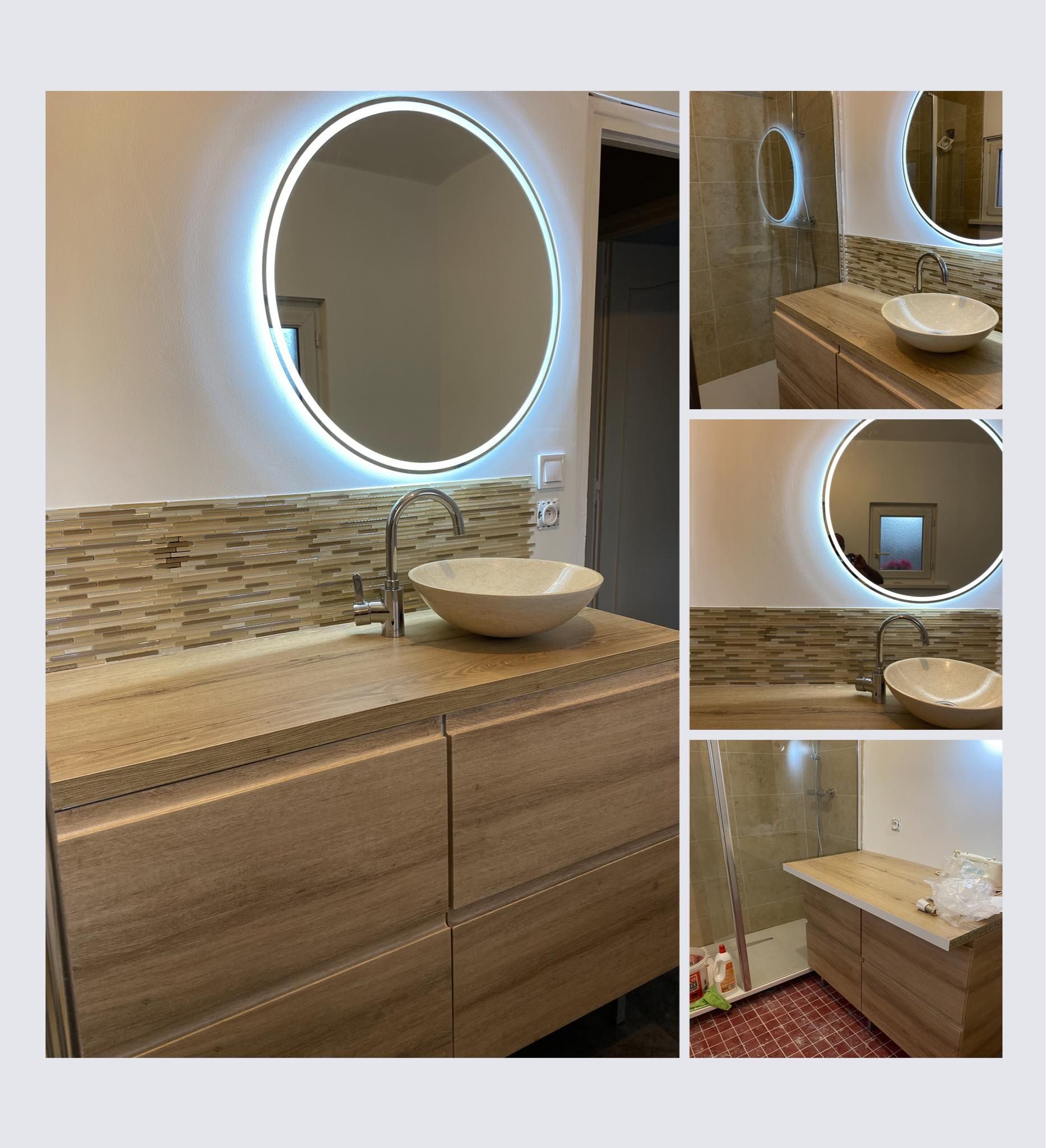 Meuble et miroir de salle de bains