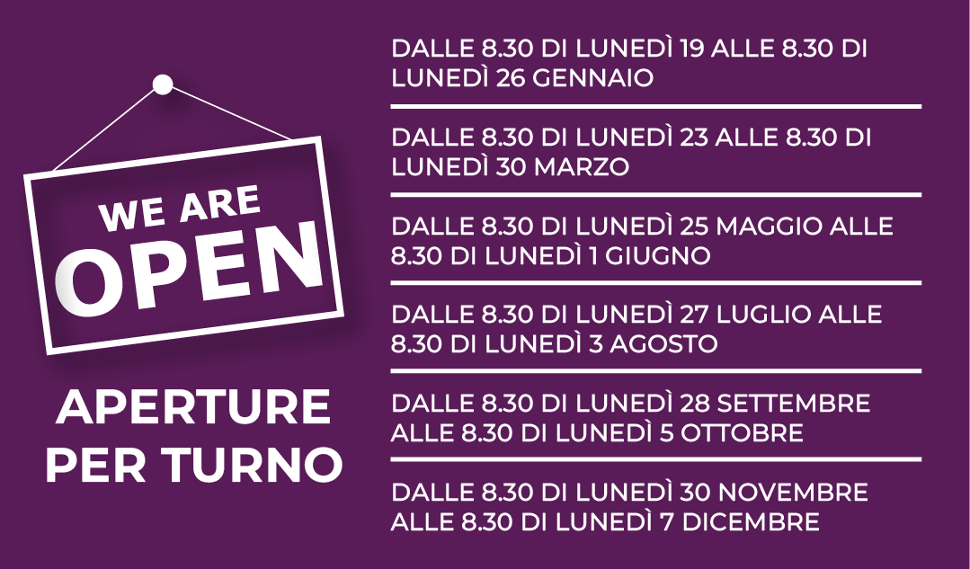 Tabella con i turni della farmacia.