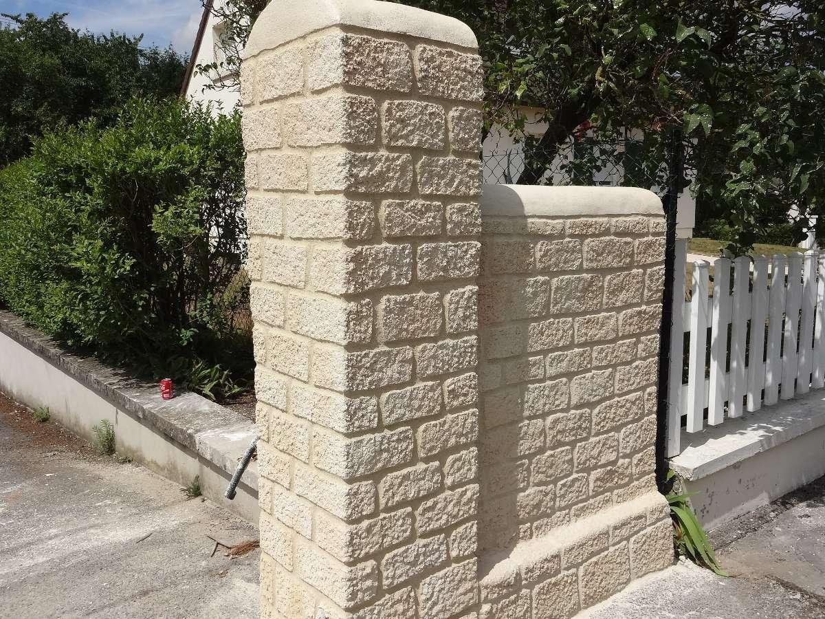 Enduit façon pierre après travaux à Mesbrecourt près de Laon St Quentin Aisne 02