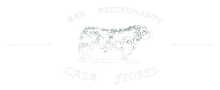 Logotipo de un animal blanco con texto tenue e ilegible en el fondo.
