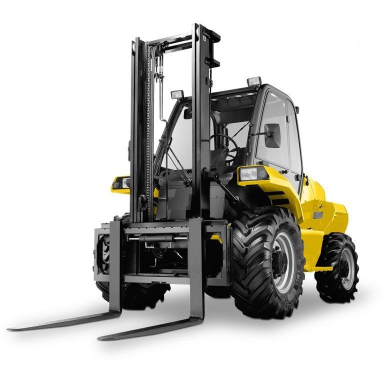 Chariot élévateur jaune tous terrains
