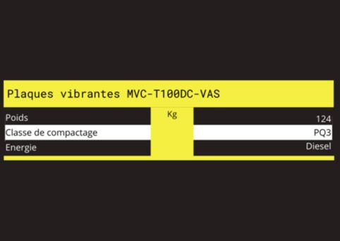 Caractéristiques techniques de plaques vibrantes MVC-T100DC-VAS