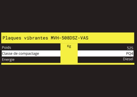 Caractéristiques techniques de plaques vibrantes MVH-508DSZ-VAS