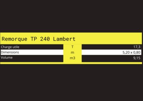 Caractéristiques techniques de remorque TP 240 Lambert