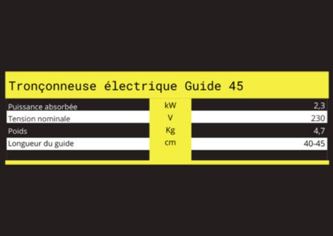 Caractéristiques techniques de tronçonneuse électrique guide 35