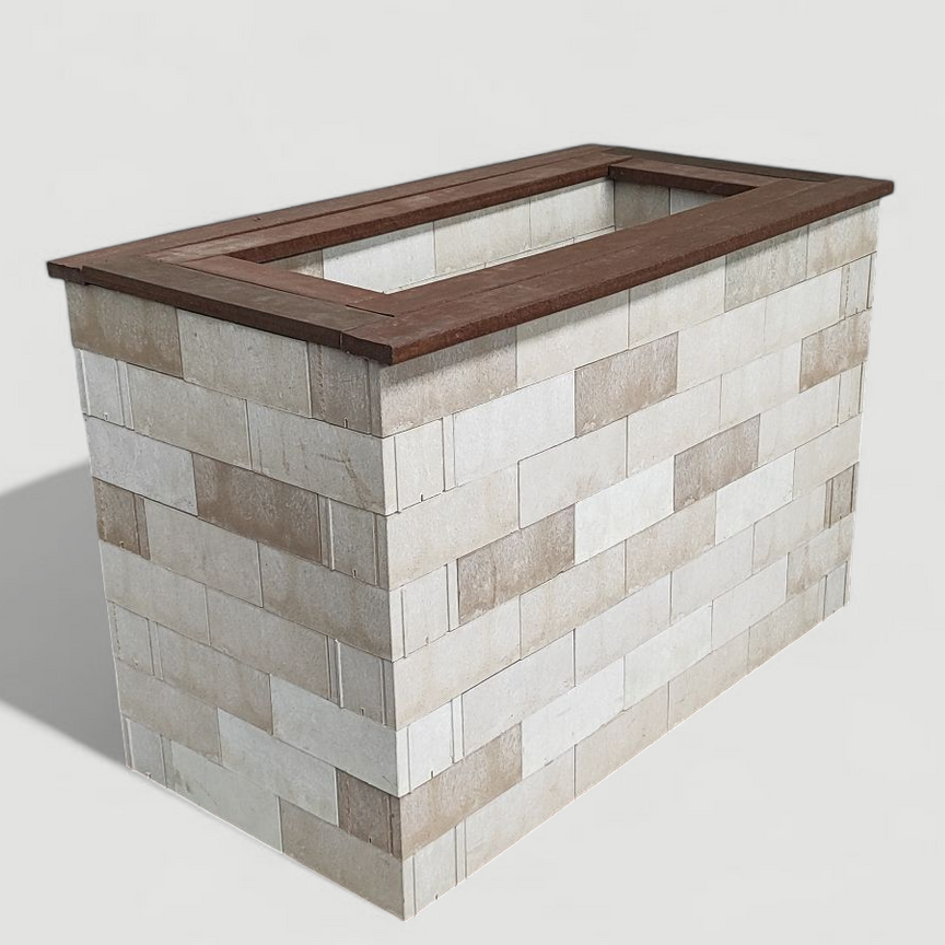 Un modelo 3D de una pared de ladrillos con un agujero en el medio.
