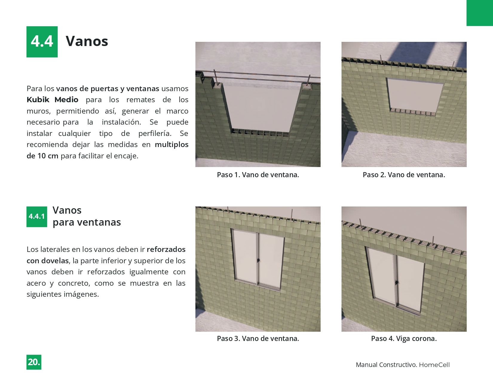 Un libro está abierto en una página que dice 4.4 vanos
