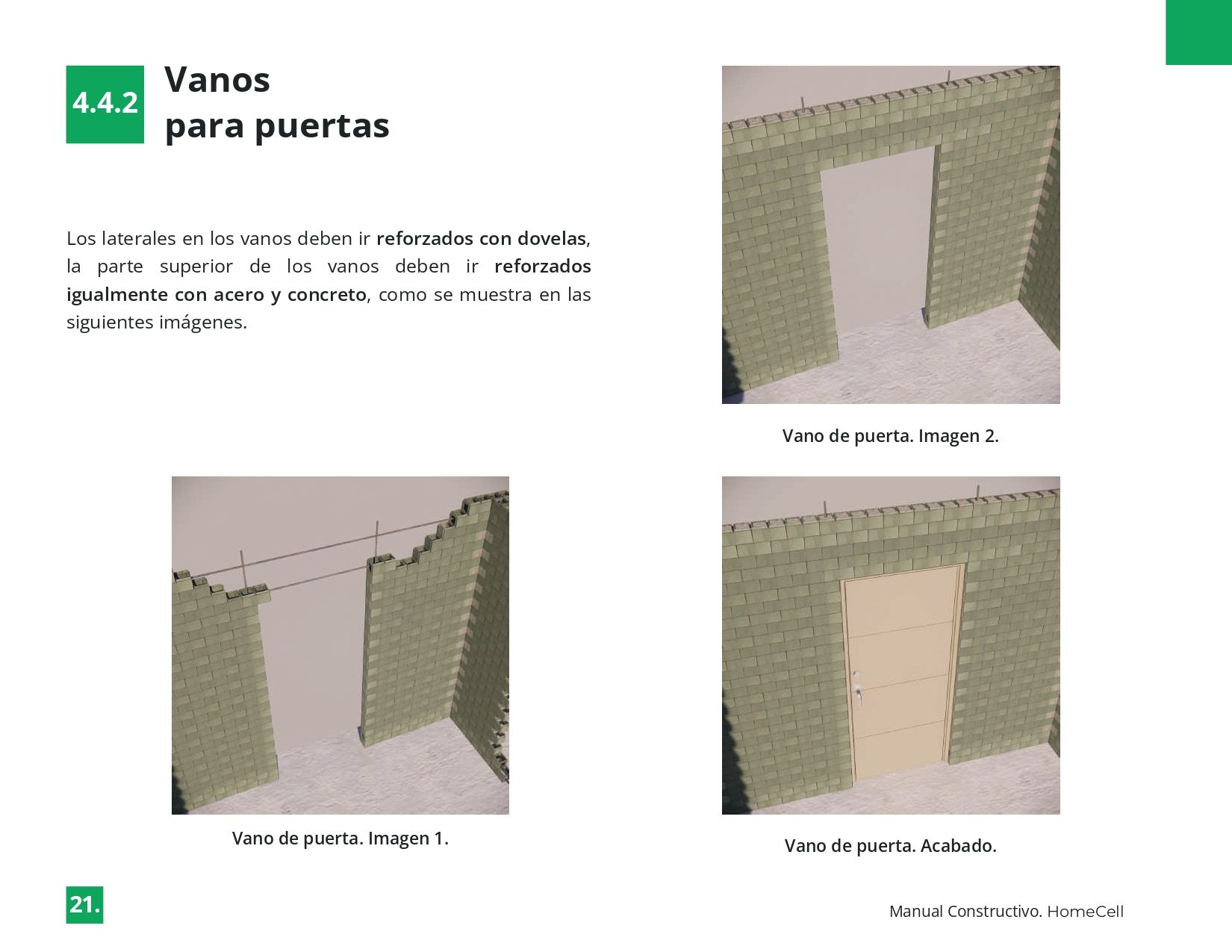 Un libro está abierto en una página que dice vanos para puertas