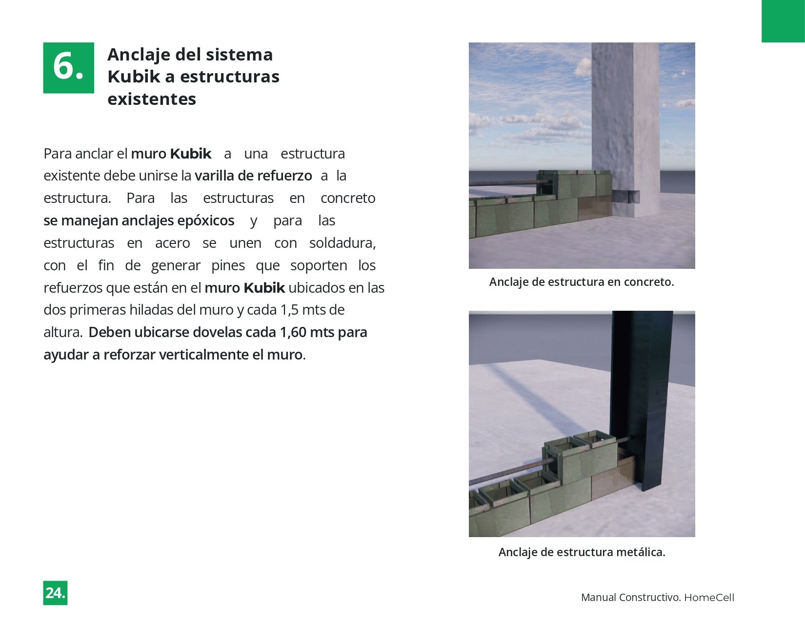 A book is open to a page that says anclaje del sistema kubik a estructuras existentes