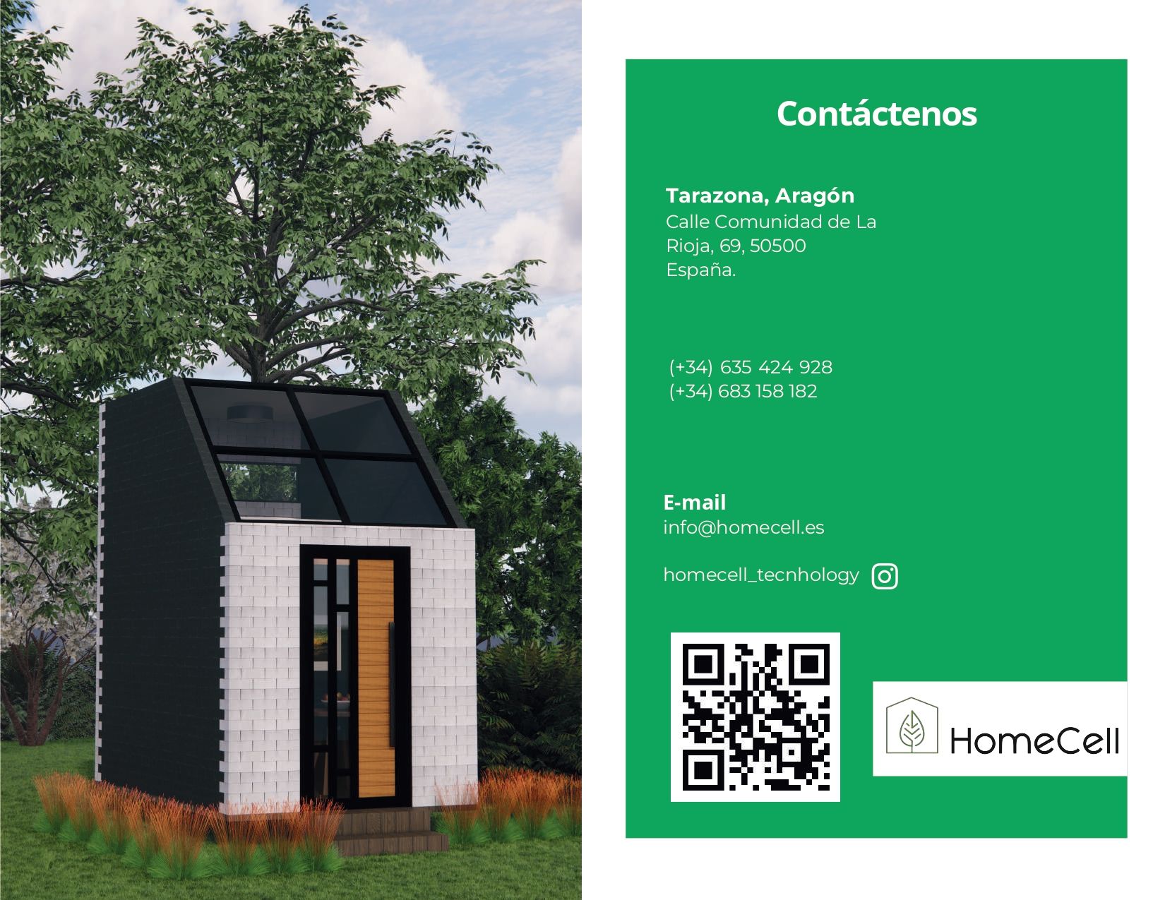 Una tarjeta de presentación verde con la imagen de una casa pequeña.