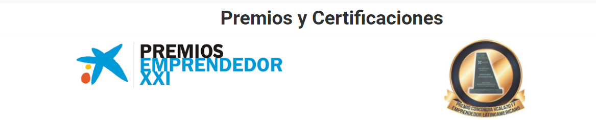A blurred image of a logo for premios y certificaciones