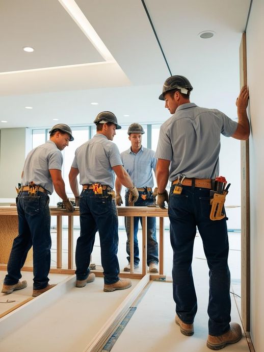 Un gruppo di operai edili sta lavorando su un muro