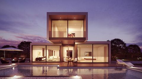maison architecte - éclairage - domotique - store - piscine