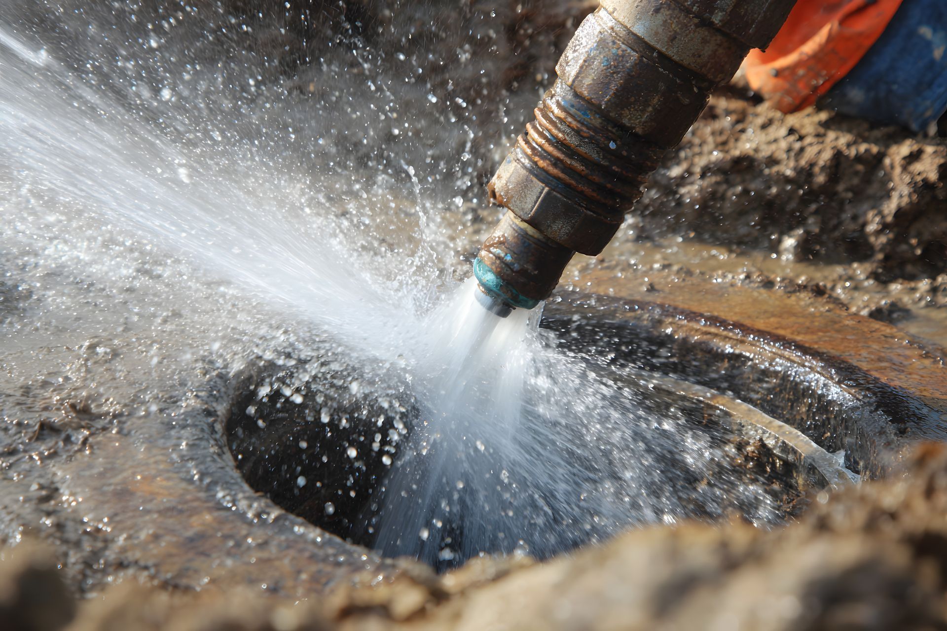 Nettoyage à haute pression d'une canalisation