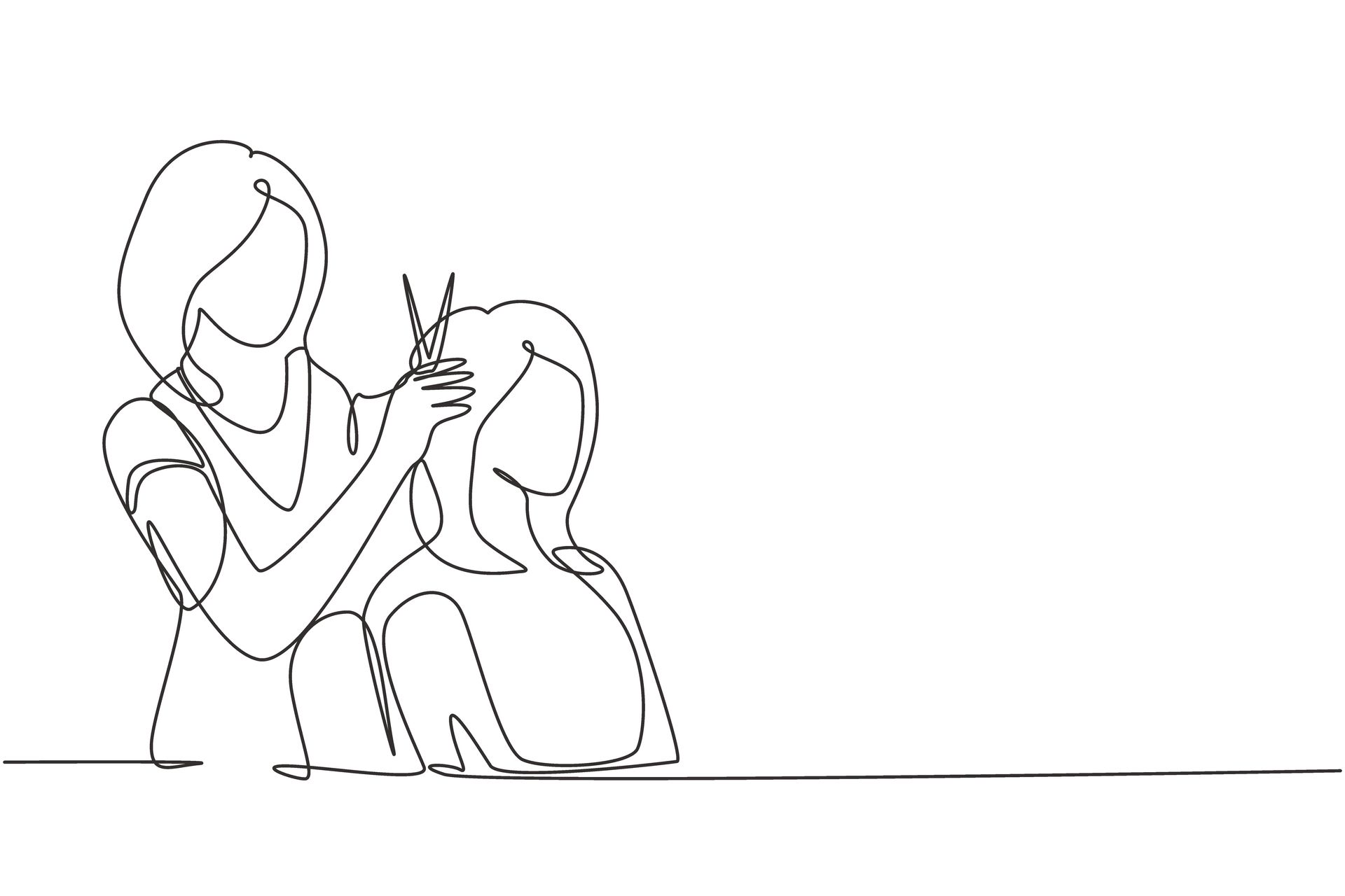 Dessin d'une coiffeuse en train de couper les cheveux