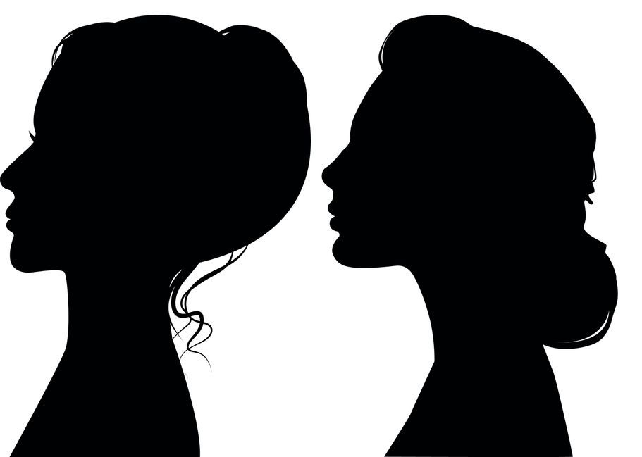 Silhouette de femmes avec des coiffures