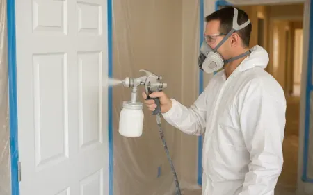 Proceso de lacar puertas de paso para moderniza una vivienda en León capital.