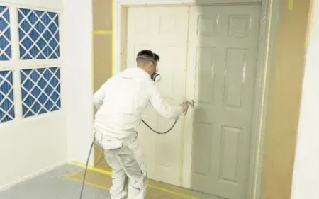 profesional realizando el servicio de lacado de carpintería a domicilio en La Bañeza