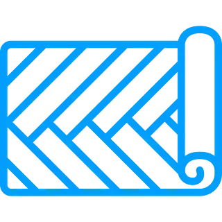 Contorno azul de un rollo de material para suelos, que representa un patrón de parquet.