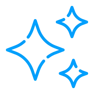 Iconos de estrellas azules brillantes.
