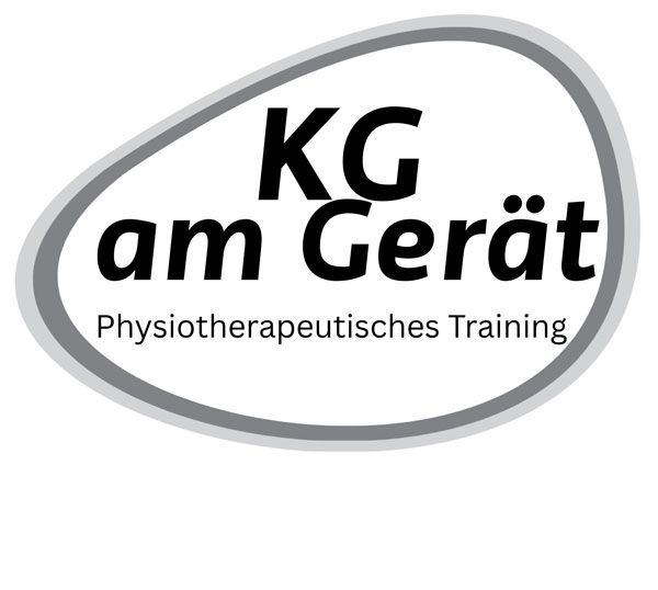 Logo für „KG am Gerät“ mit grauer ovaler Umrandung und Untertitel „Physiotherapeutisches Training“