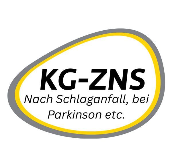 Logo mit der Aufschrift „NEURO“ und dem deutschen Text „Nach Schlaganfall, bei Parkinson etc.“ innerhalb eines grau-gelben Ovals