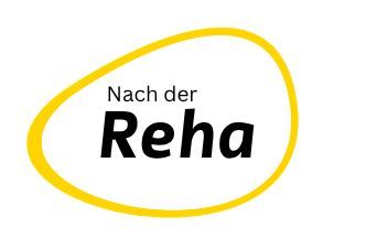 Nach der Reha in schwarzer Schrift mit gelber ovaler Umrandung