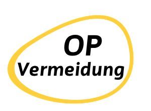 OP-Verbot in fetter schwarzer Schrift innerhalb eines gelben Ovals
