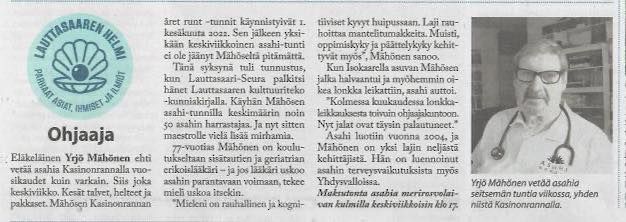 Lauttasaaren asahitunnit ja Yrjö Mähönen