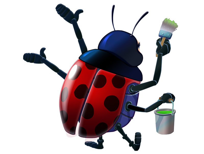 illustration de la mascotte de la Sotrema de dos tenant un pot de peinture