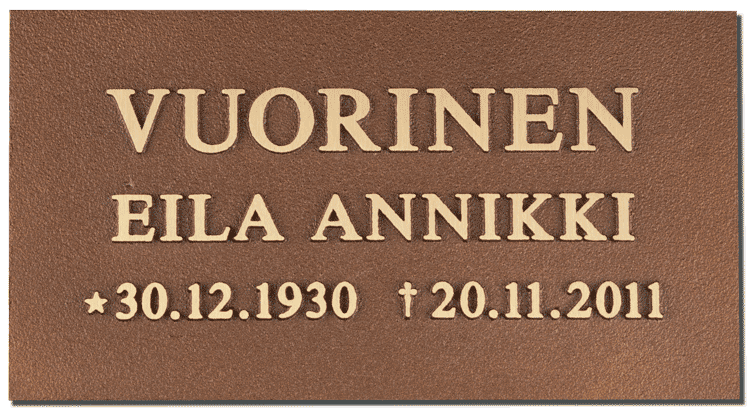 Valettu laatta kohokirjaimin n:o 2