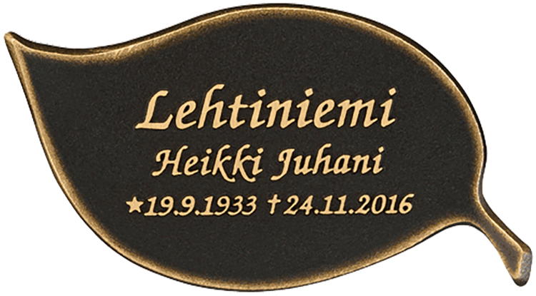 Valettu lehdenmuotoinen laatta n:o 1