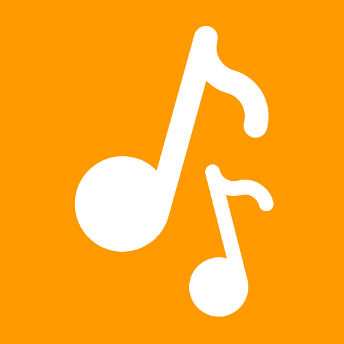Una nota musical blanca sobre un fondo naranja